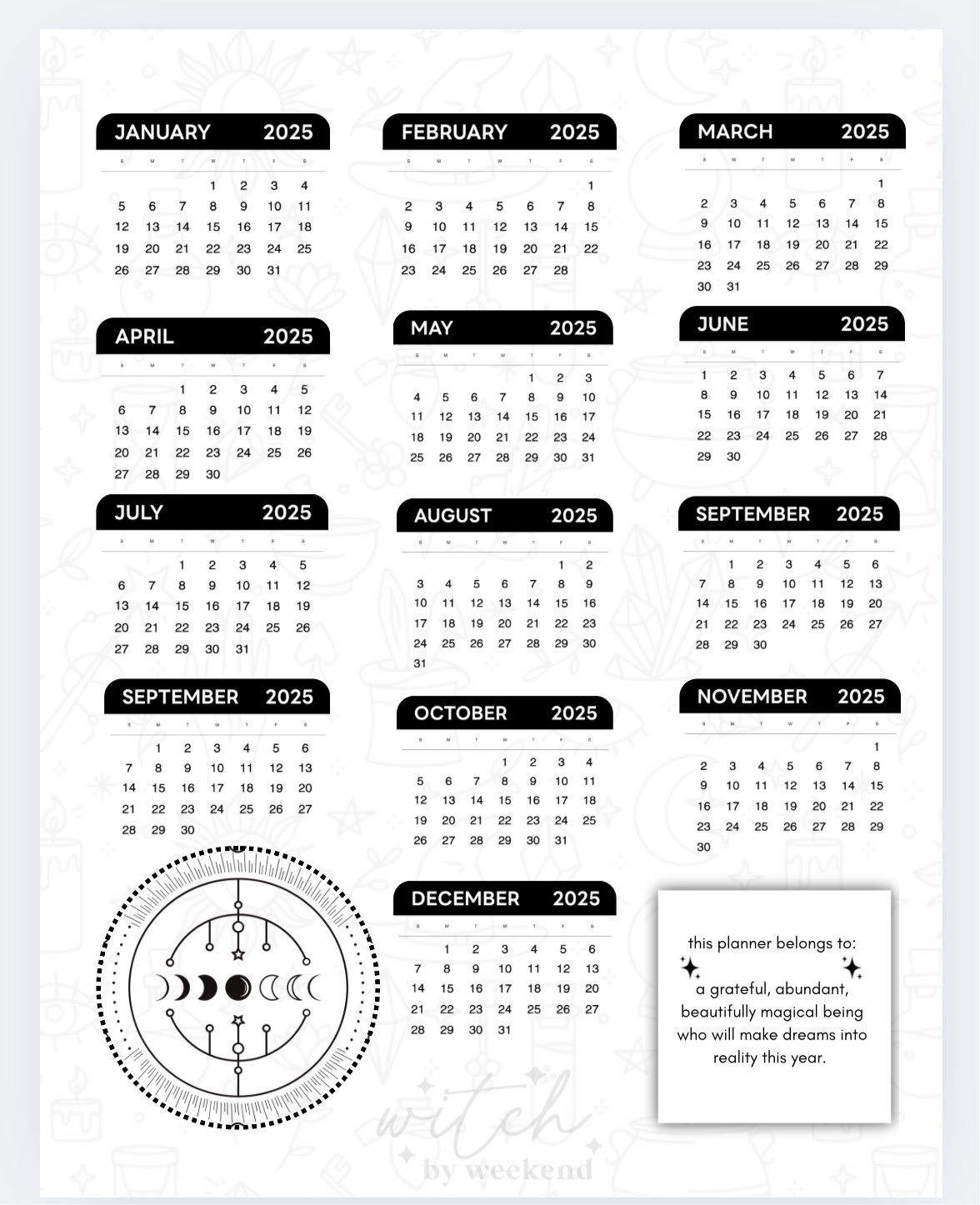 🌙 Make it a Stellar Year💫 Astro Companion & Planner for 2025 •TEMPLATE• - Witch by Weekend