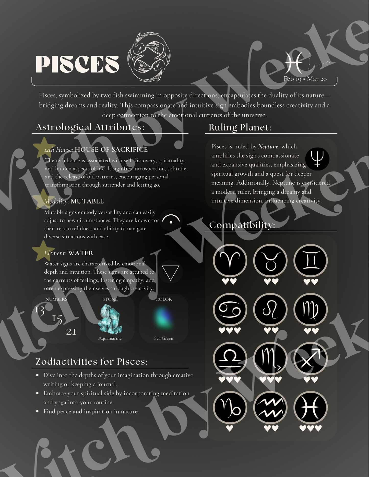 Zodiac Cheat Sheets - Digital Download ⭐️ - Witch by Weekend