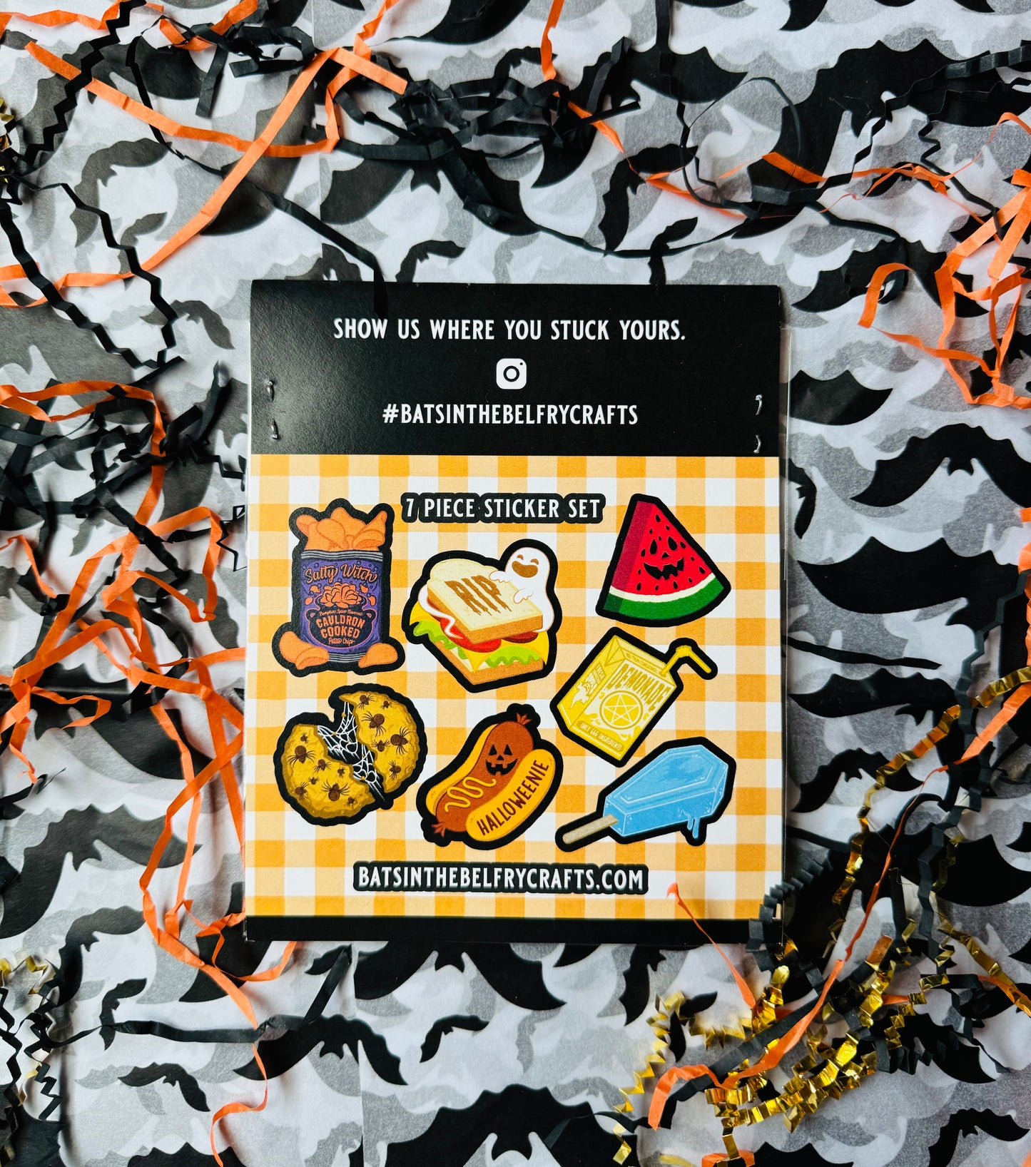 Bats in the Belfry Crafts “Haunted Picnic" Summerween Set of 7 Weatherproof Stickers